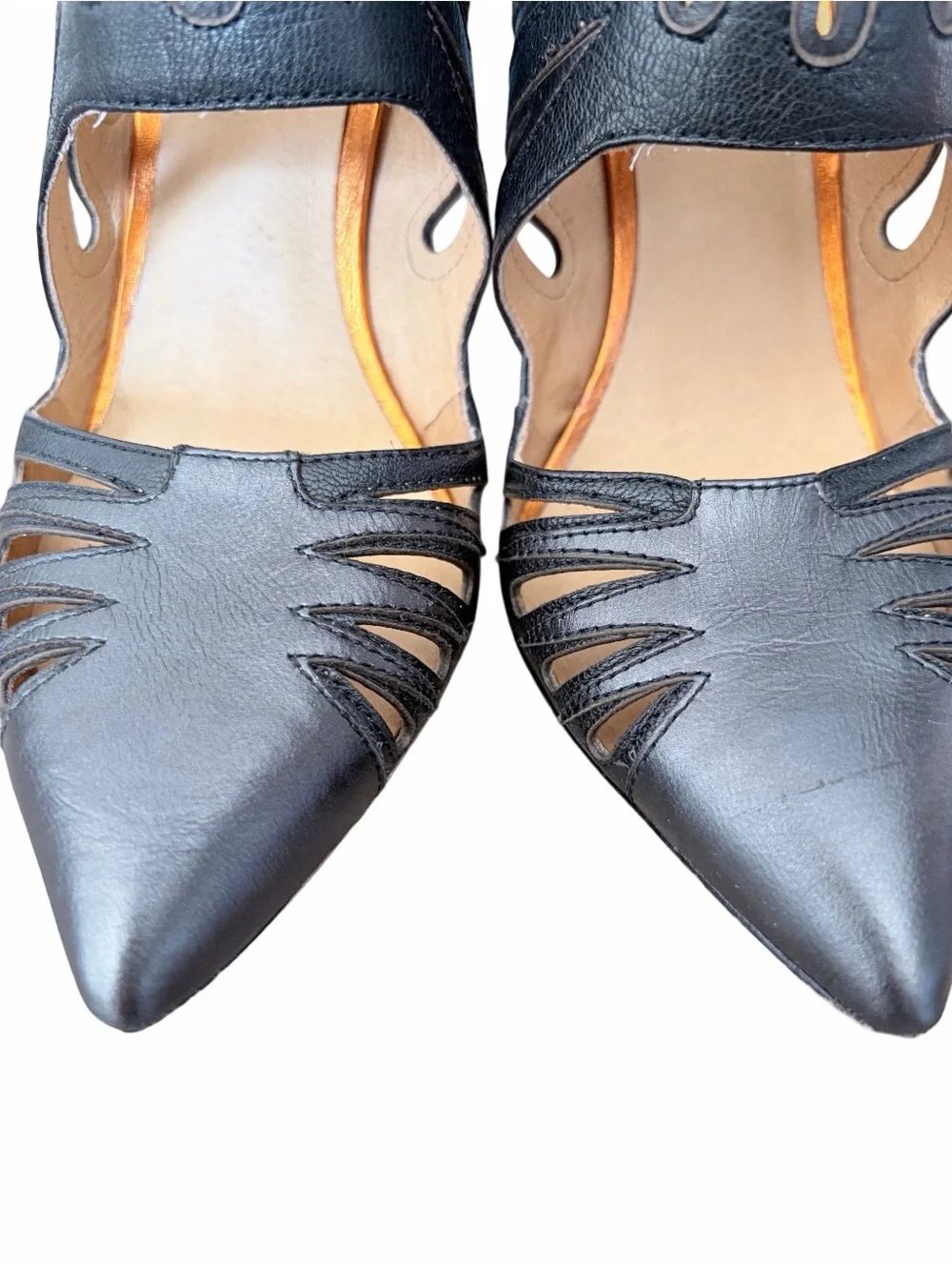 L.A.M.B. Lamb Gwen Stefani Black Leather Cut Out Stiletto Heels size 7